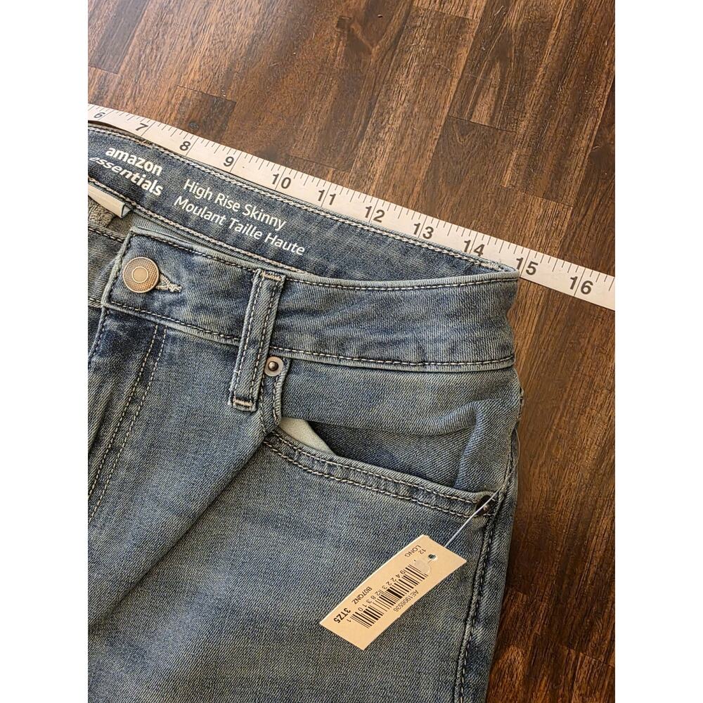 NWT Amazon Essentials Womens 12 Long Jeans Blue High Rise Skinny Stretch Denim - Picture 2 of 5